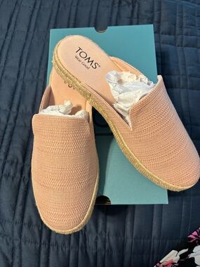 TOMS Pink  Knit Slip-On Espadrille Mules